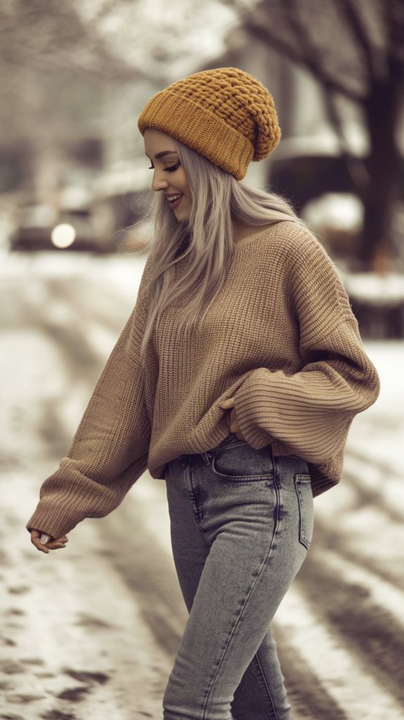 cozy oversized knit hat