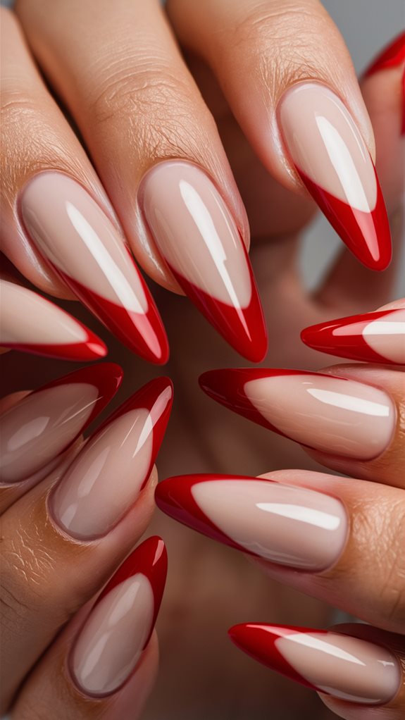 elegant red almond nails