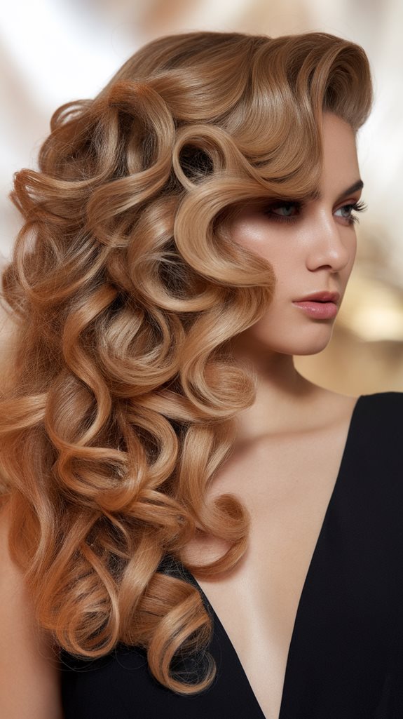 elegant side parted curls