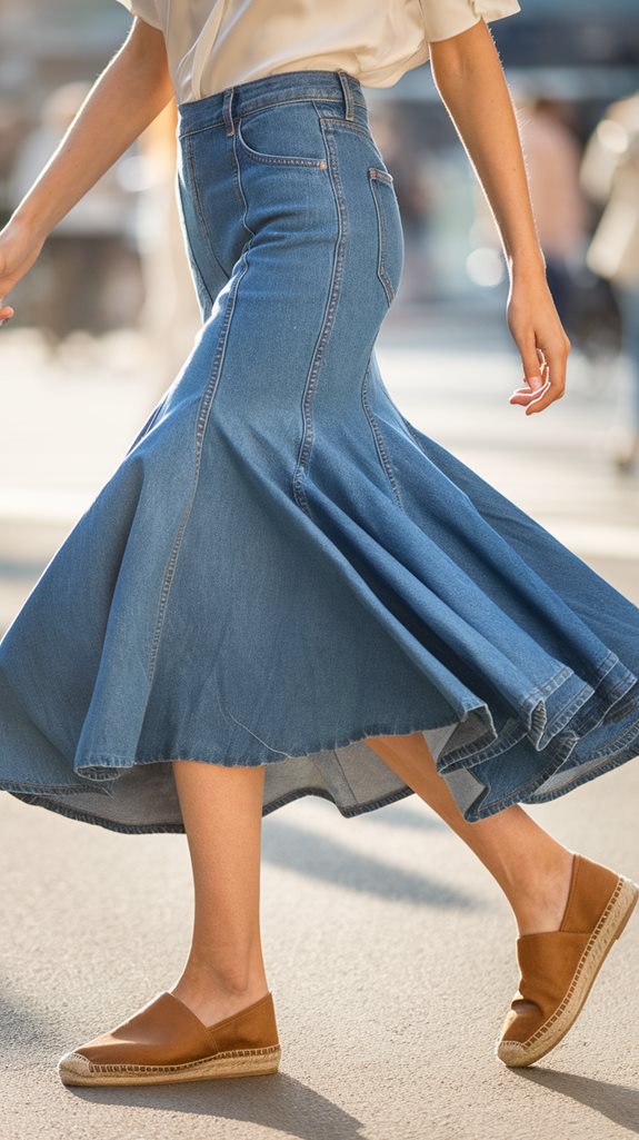 flared jeans and espadrilles