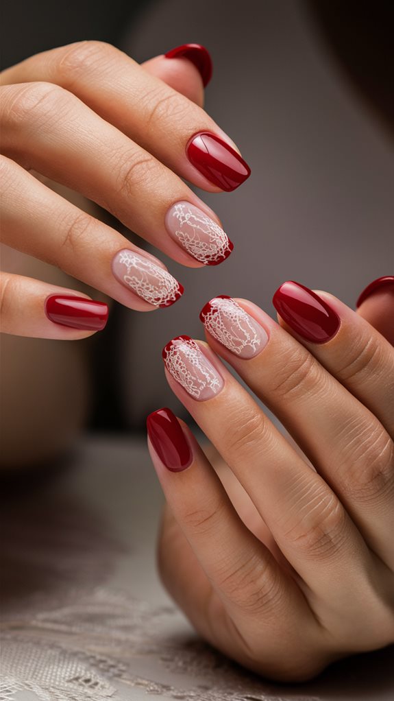 lace embellished red tips