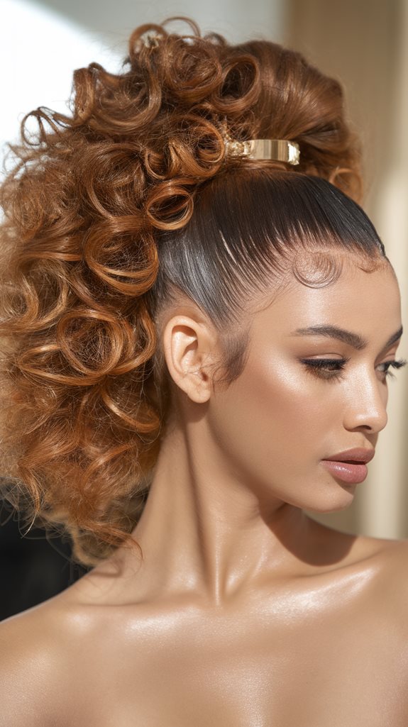 stylish curly high ponytail