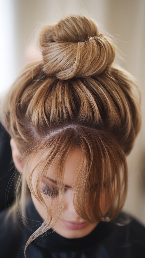 stylish high hair bun