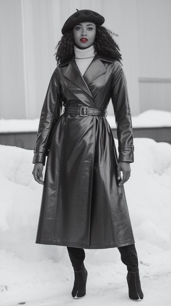 stylish long leather coat