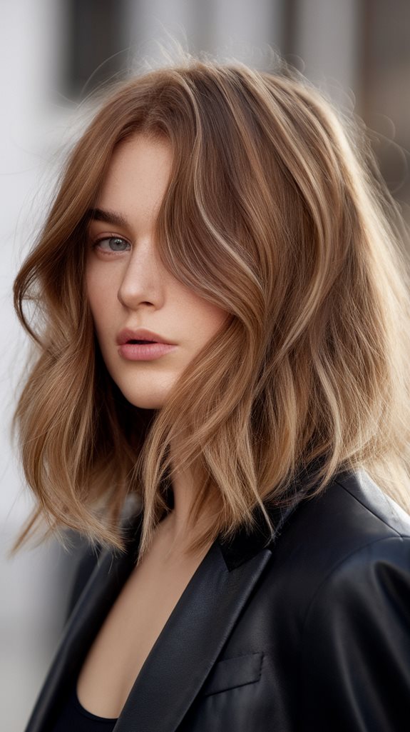 stylish wavy lob haircut