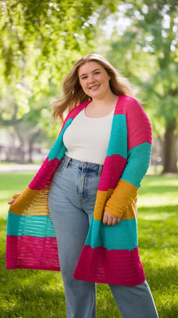 vibrant multi colored sweater layer