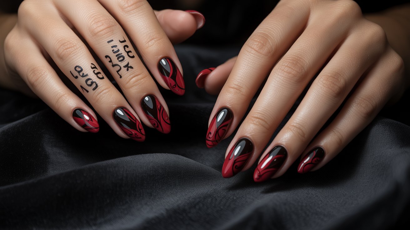 Red and black nails