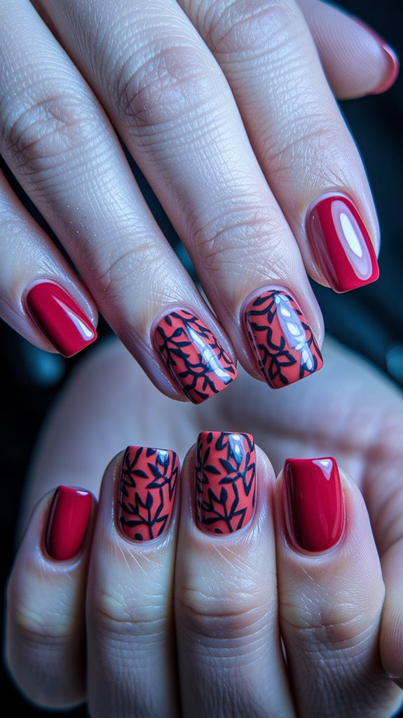 floral pattern on red