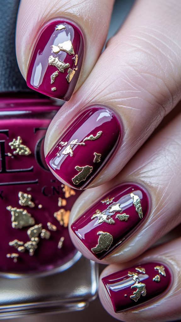 glistening gold on red