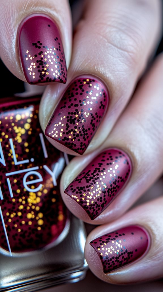 glittering gold on red