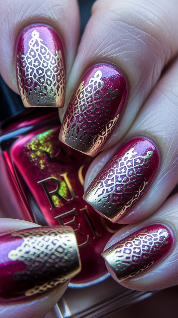 golden art on red