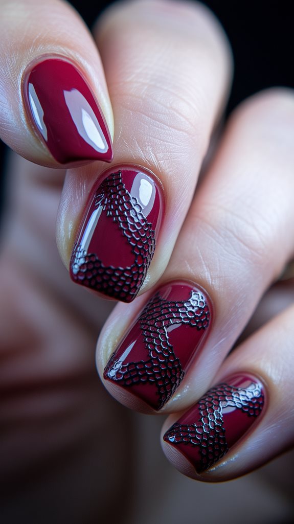 lace fabric on crimson