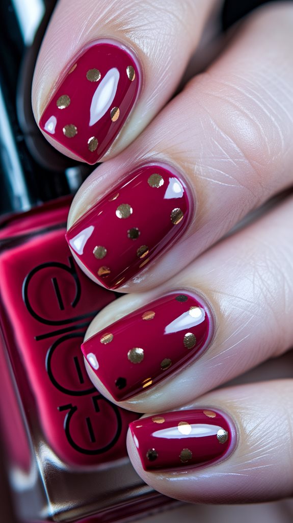 red polish with gold dots