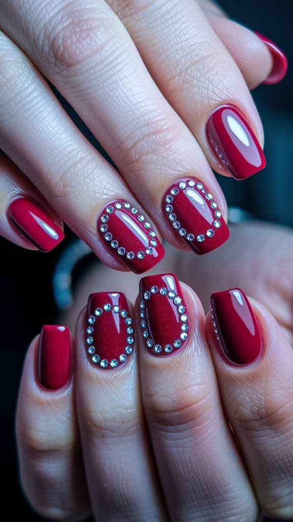 rhinestone embellished cherry red
