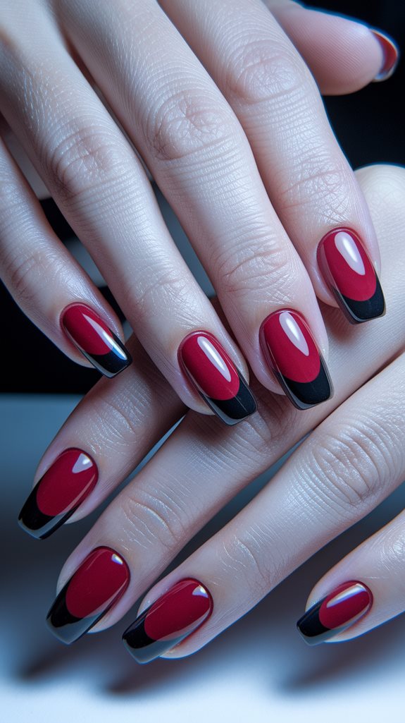 stylish red black manicure