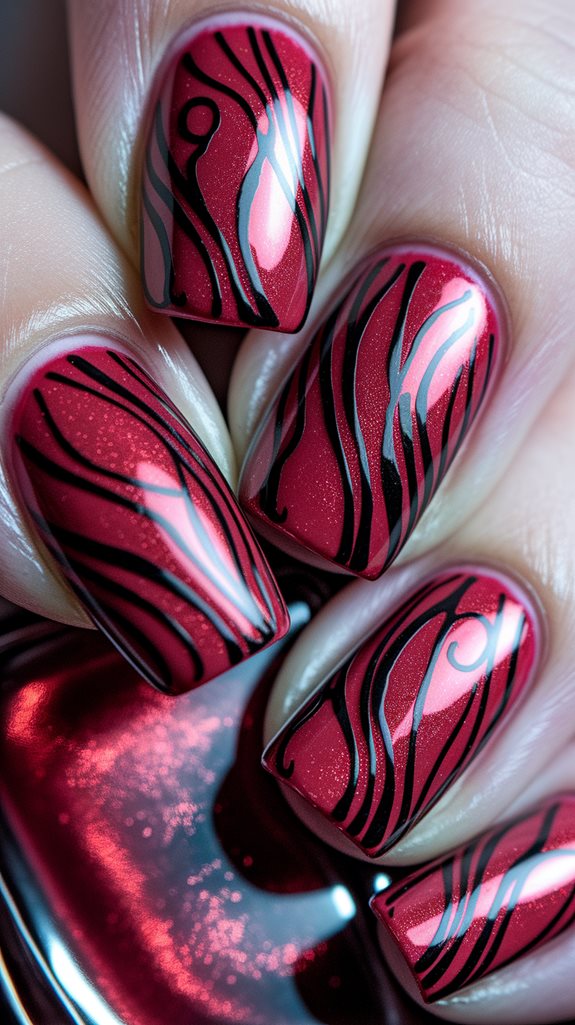 vibrant red and black