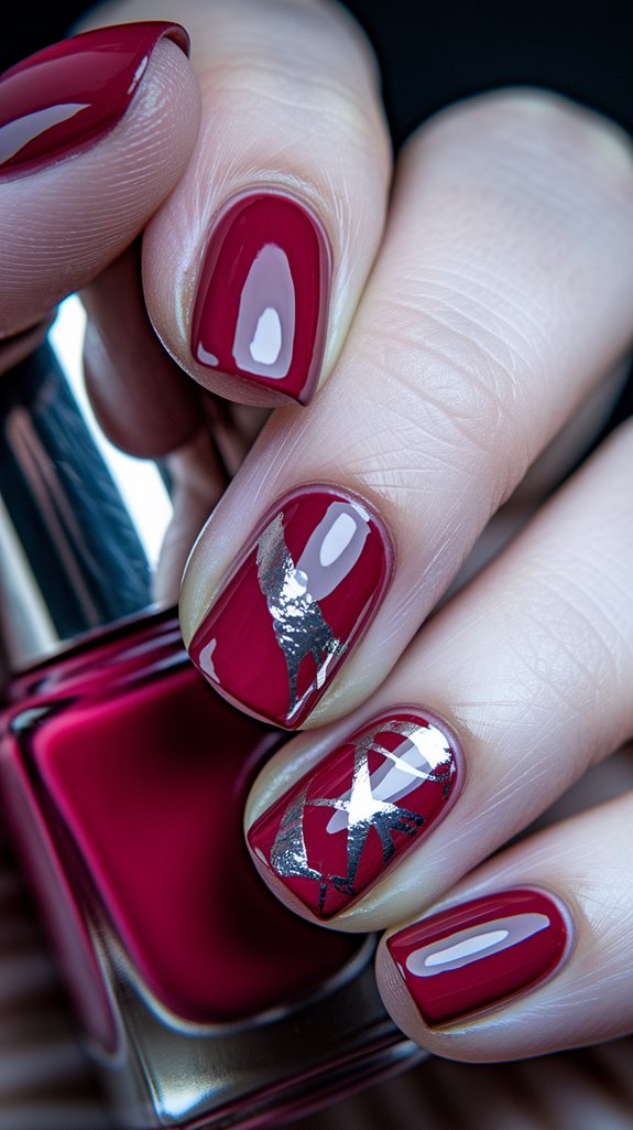 vibrant red with silver