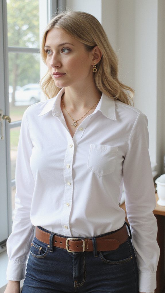 chic button down and jeans