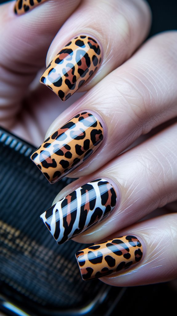 coffin nails with animal print