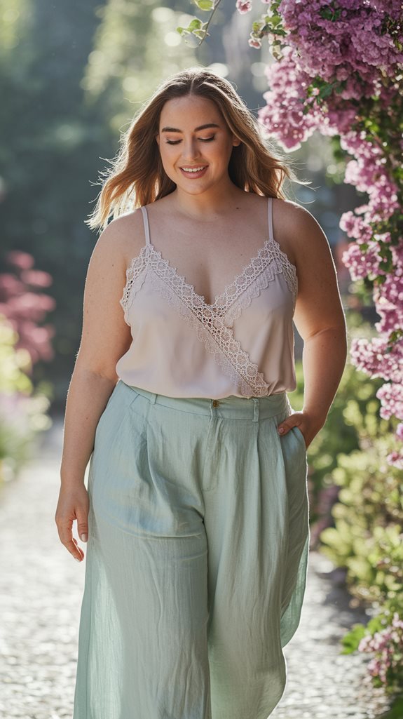 lace adorned sleeveless top