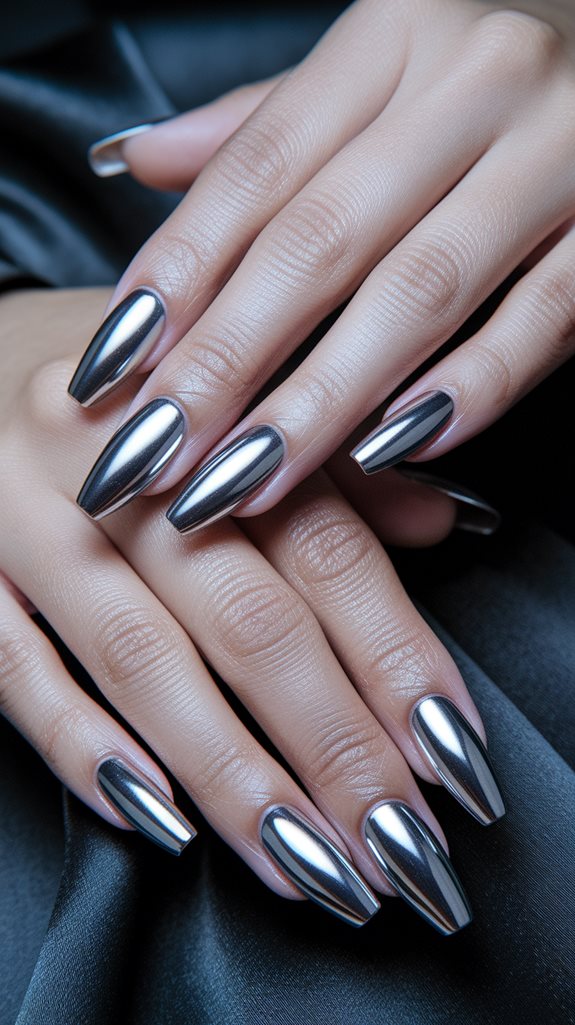 metallic french tip nails