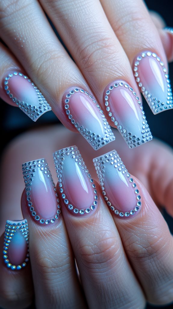 sparkling coffin tip nails