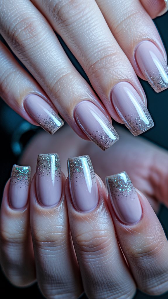 sparkly gradient nail design