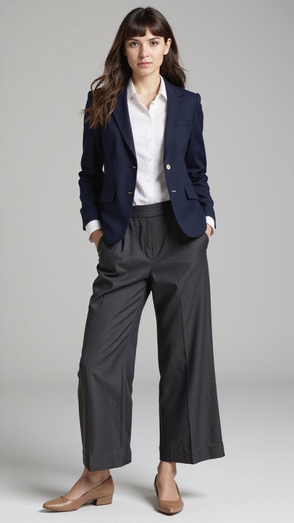 stylish blazer and culottes