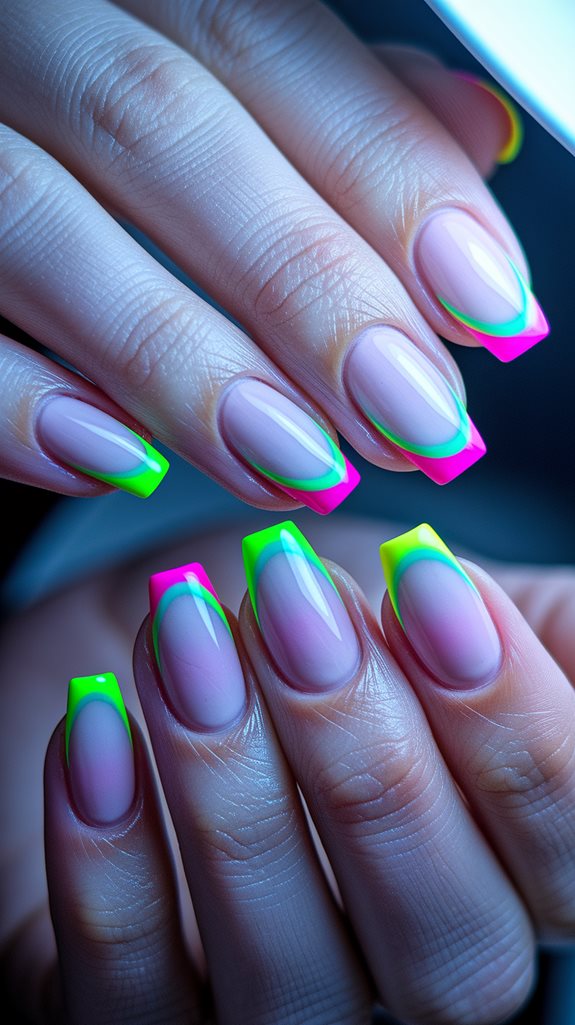 vibrant gradient nail design
