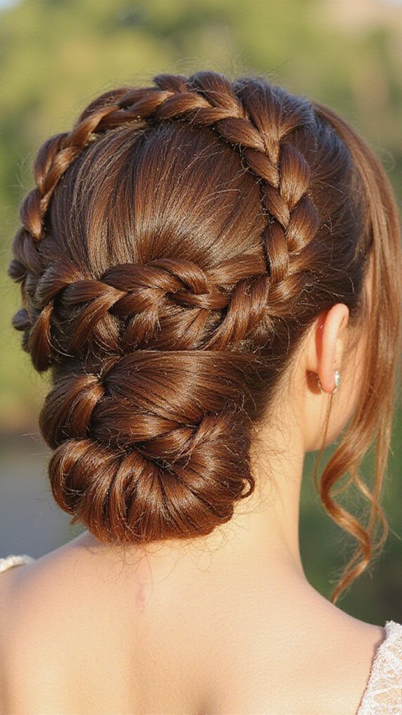 elegant braided crown updo