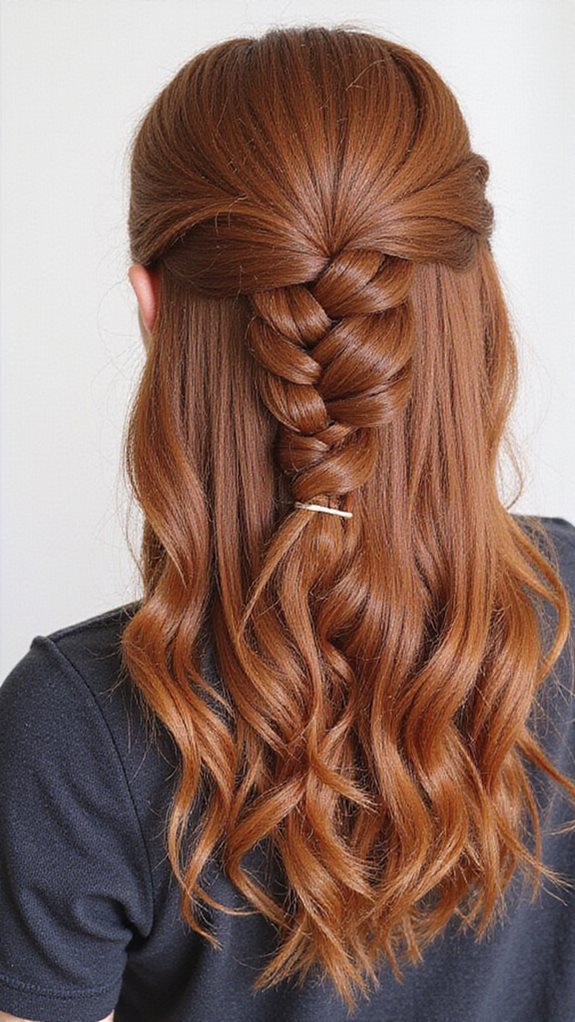 elegant half up fishtail braid