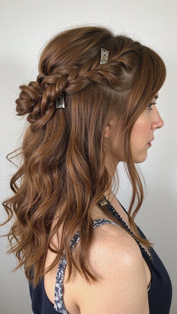 elegant twisted half updo hairstyle