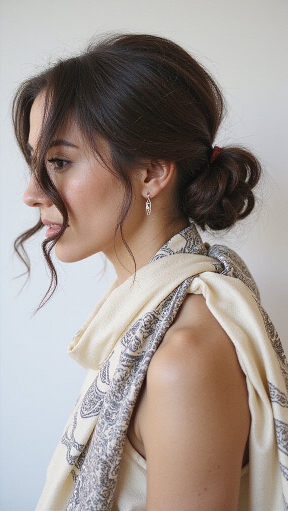 scarf enhanced stylish updo