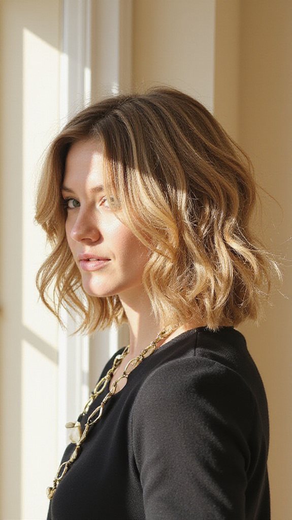textured medium length lob hairstyle