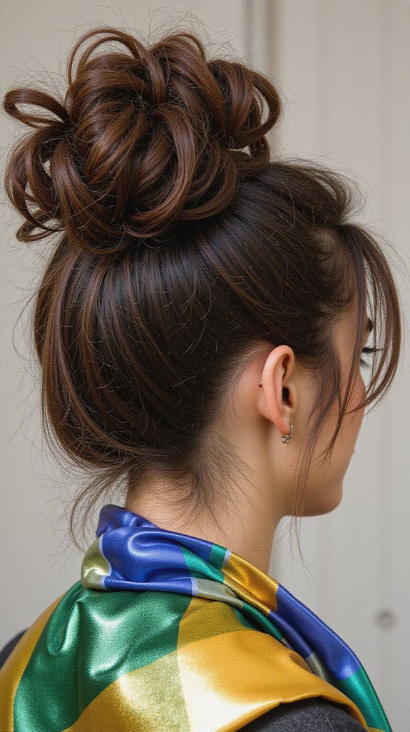 colorful scarf messy bun