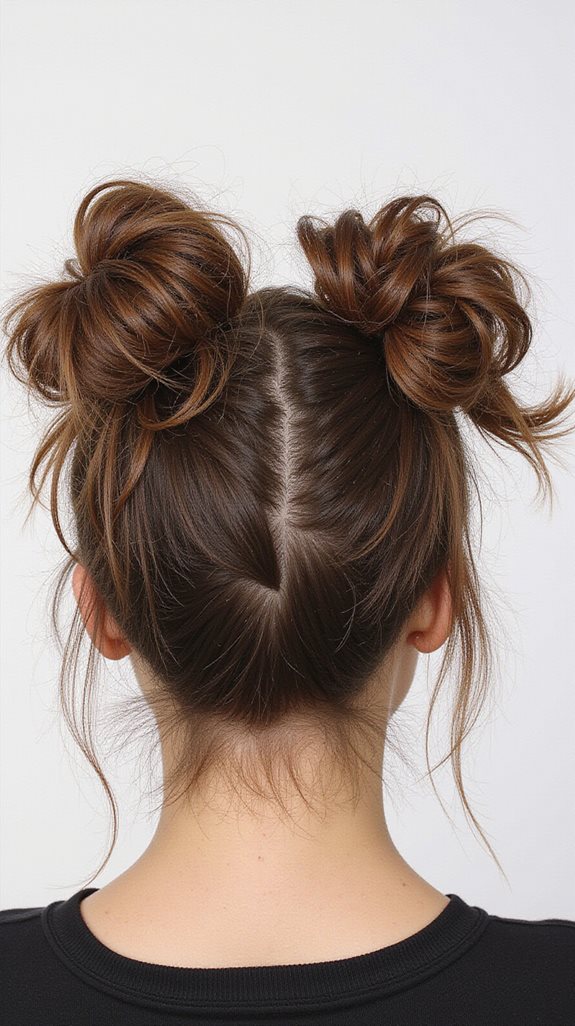 playful double high buns