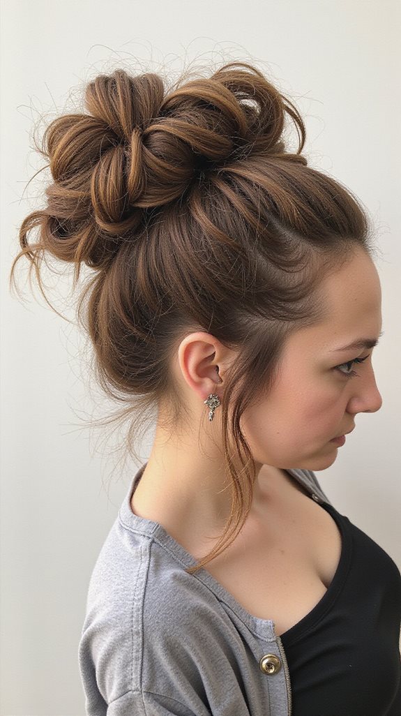 textured high messy bun