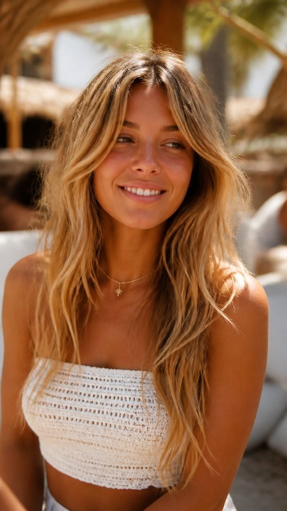 beachy curtain bangs style