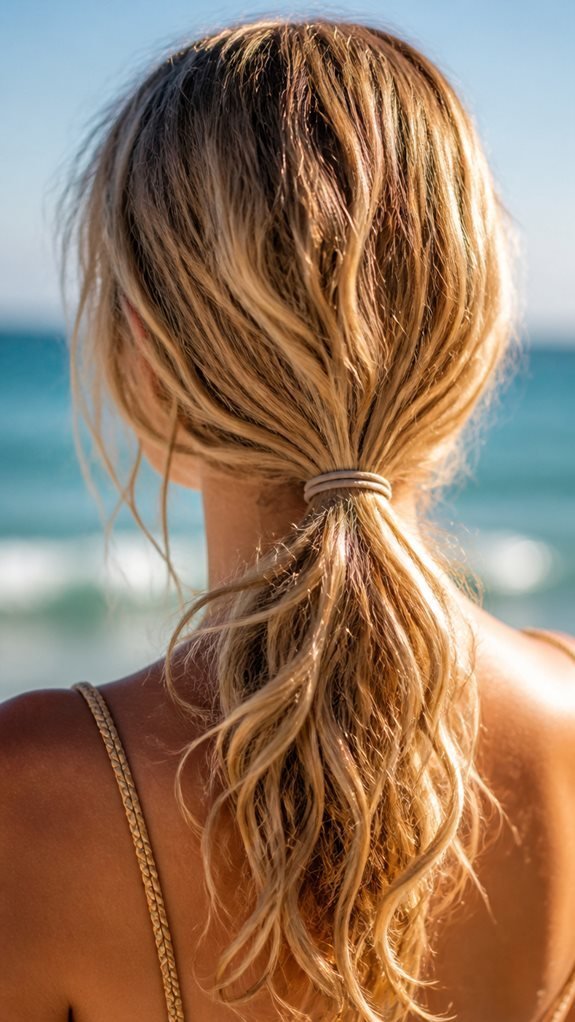 beachy textured ponytail style