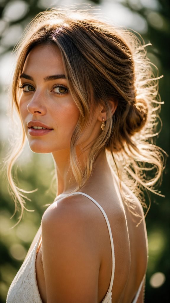 effortless loose updo hairstyle