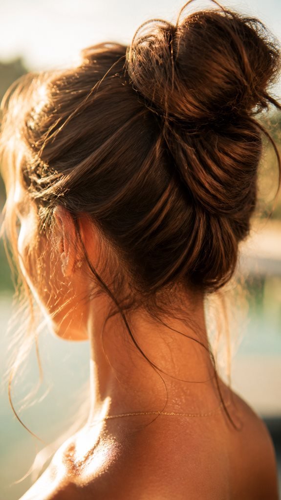 heat resistant knotted bun hairstyle