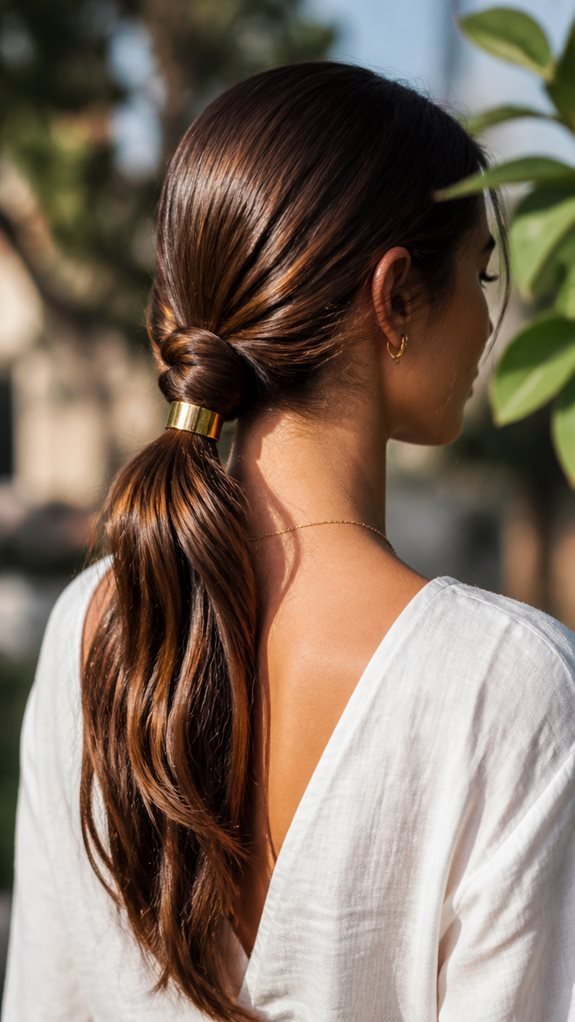 knotting a polished ponytail