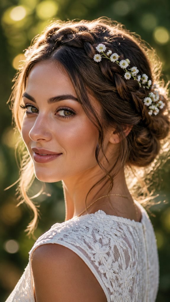 romantic braided crown updo