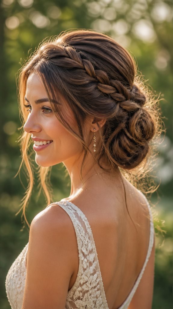 romantic waterfall braid updo