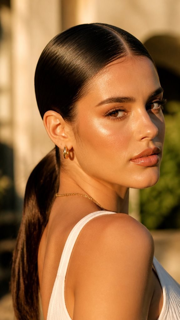 sleek low ponytail style