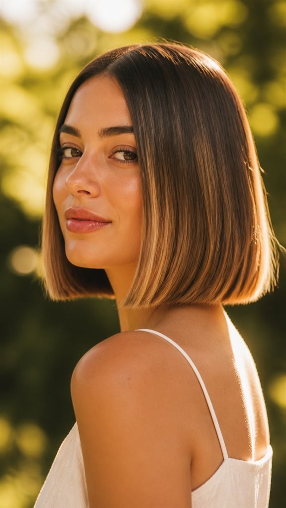 sleek sun kissed blunt bob