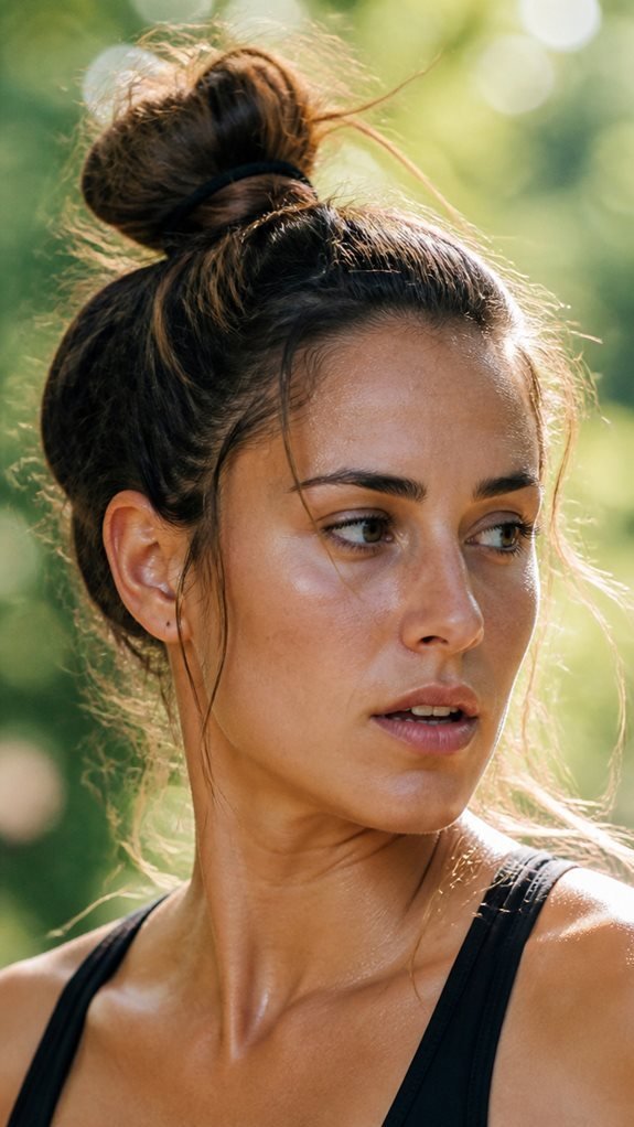 sporty high messy bun
