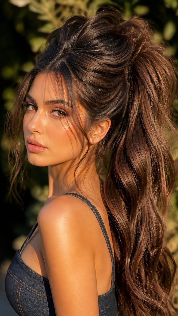 teased high ponytail style